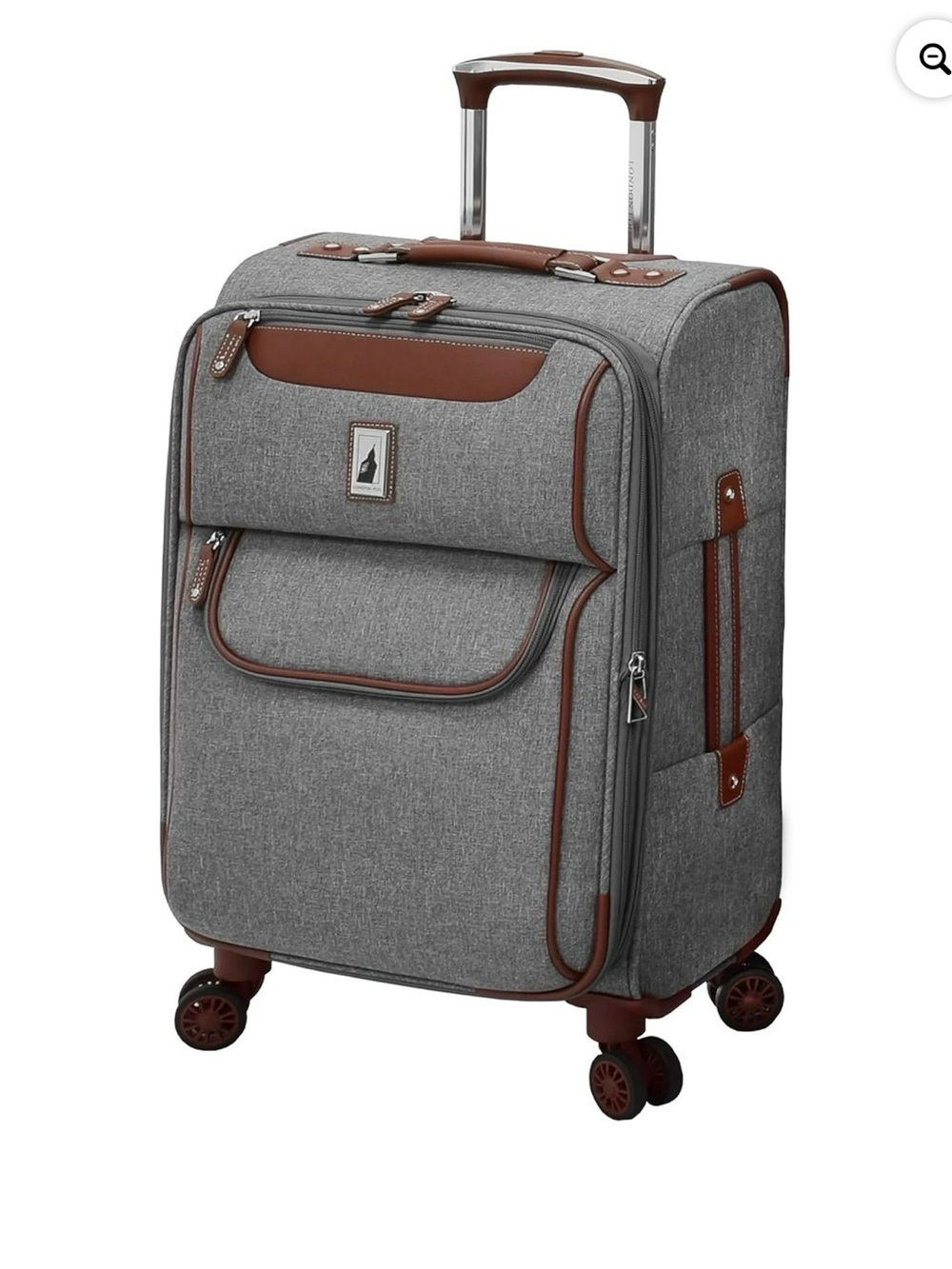London Fog Grey and Brown Carry-On Spinner Suitcase